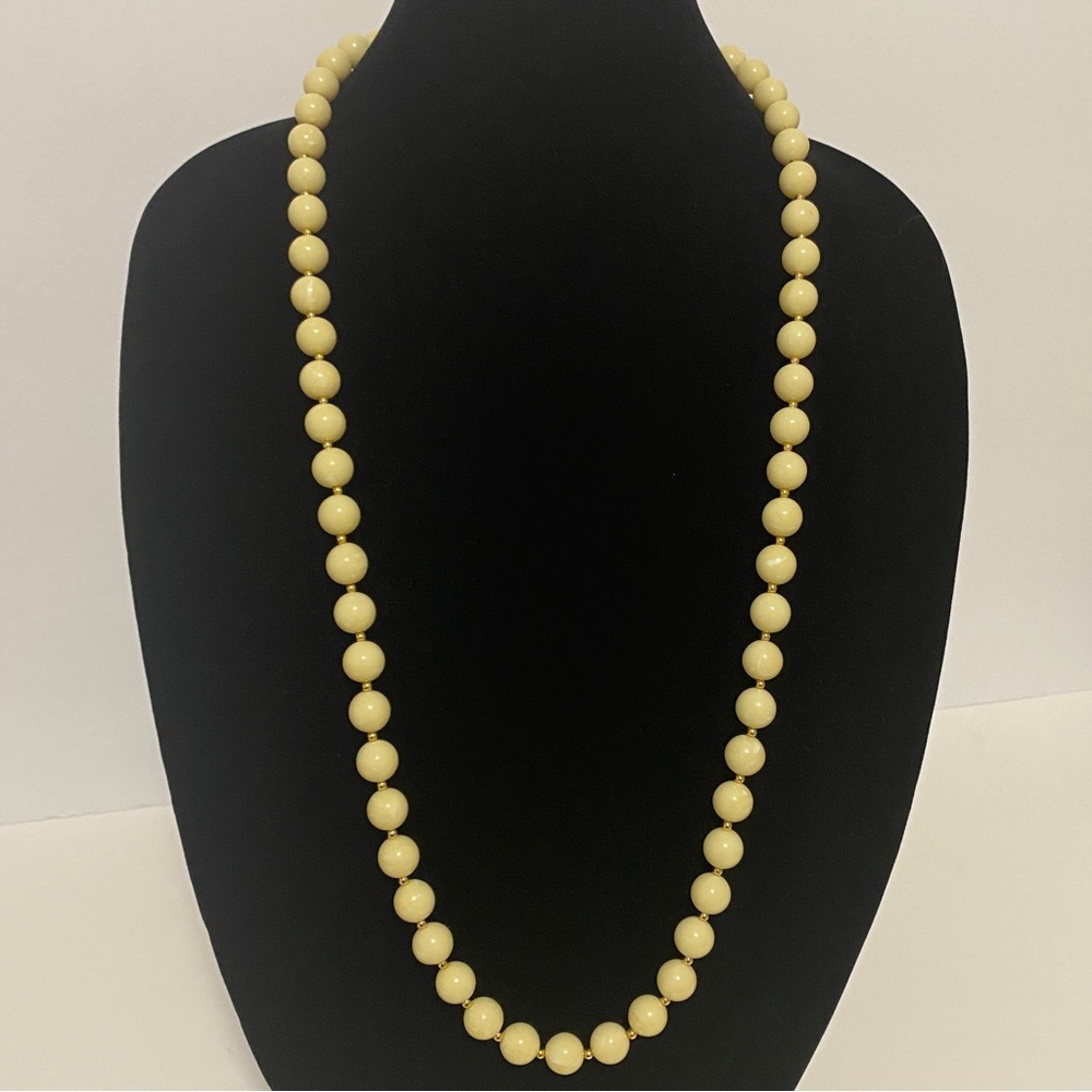 Vintage Joan Rivers Yellow Lucite & Gold Tone Beads Necklace 34”